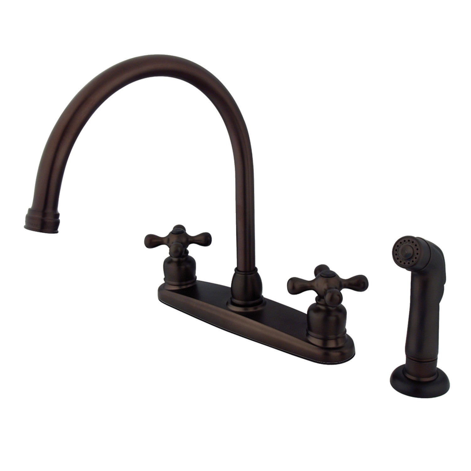 Kingston Heirloom KB725AXSP - Vintage Two-Handle 4-Hole 8" Centerset Kitchen Faucet with Side Sprayer, Oil Rubbed Bronze — image 1